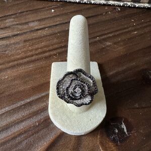 Elegant Black diamond and diamond 14kt  Rose Ring